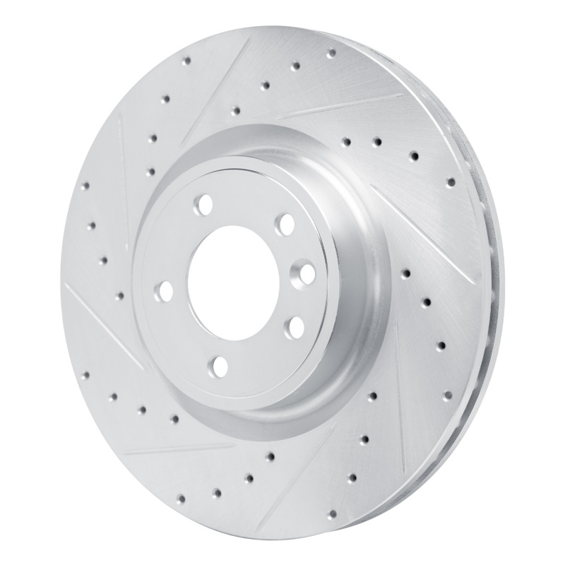 Land Rover Range Rover Brake Rotor (1) - Front Left - R1 Concepts - Drilled & Slotted - Silver - `18-`24
